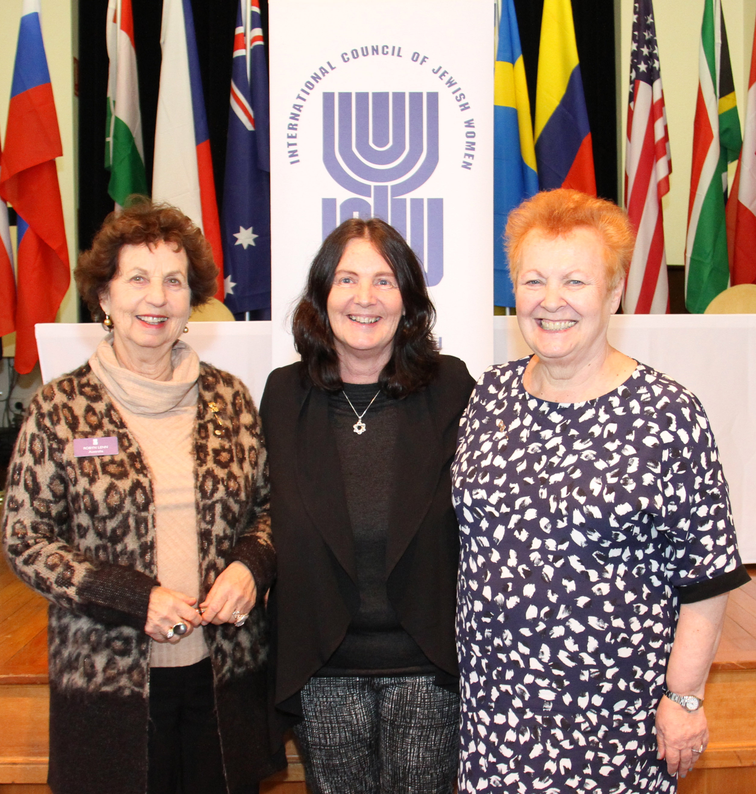 Left to right: Robyn Lenn (outgoing ICJW president), Julie Nathan, and Penelope Conway (incoming ICJW president).