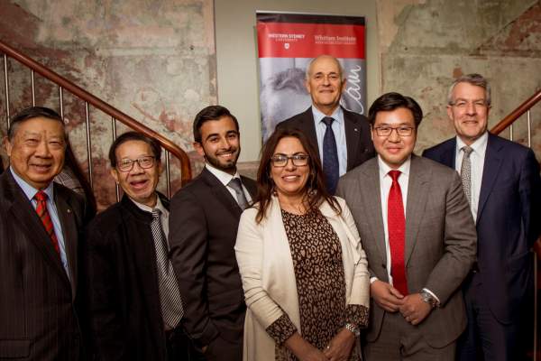 R-L: Shadow Attorney General Mark Dreyfus QC MP, Race Discrimination Commissioner Tim Soutphommasane, ECAJ co-CEO Peter Wertheim AM, and other representatives of the Jewish, Chinese and Arab communities.