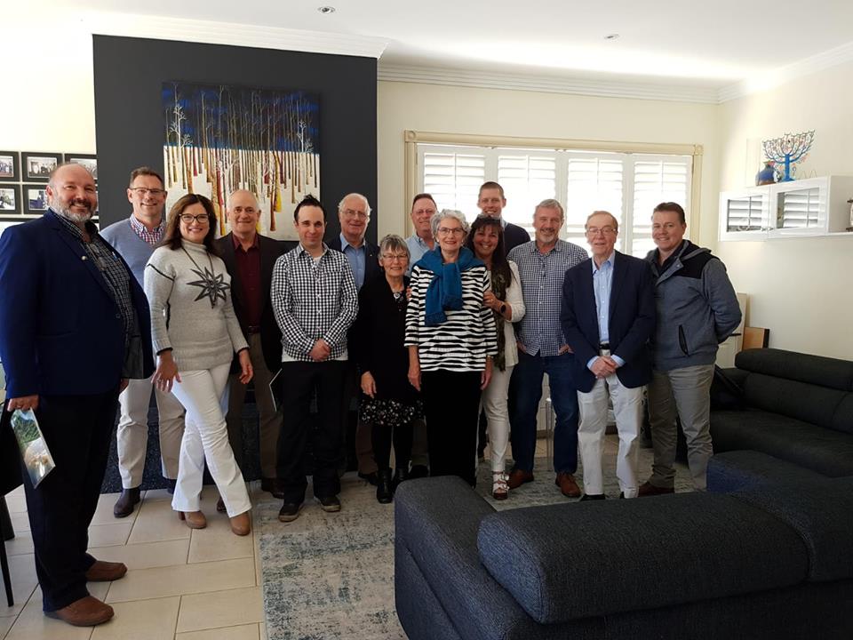 L to R: Ian Worby, Onno Bakker, Jacqui Bakker, Peter Wertheim AM, Bill Rizopoulos, Barry Rodgers OAM, Joy Heylen, Dr Ron Weiser AM, Jane O’Neill, Sally Weiser, Dan Steege, Keith Buxton, Roger Selby (President of NSW Association of Jewish Service & Ex-Service Men & Women) and Matthew Chivers.