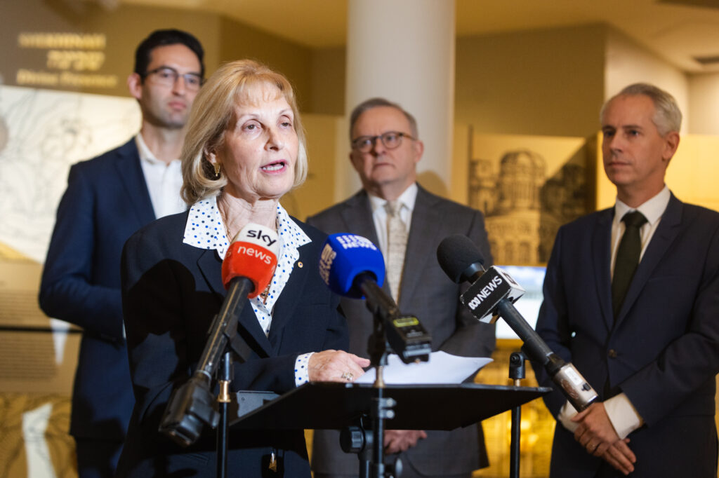 Jillian Segal speaks at the media conference